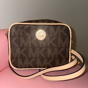 Michael Kors Monogram Brown and Cream Crossbody Bag